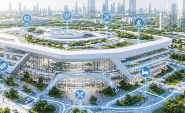Spitalsgebäude futuristisch